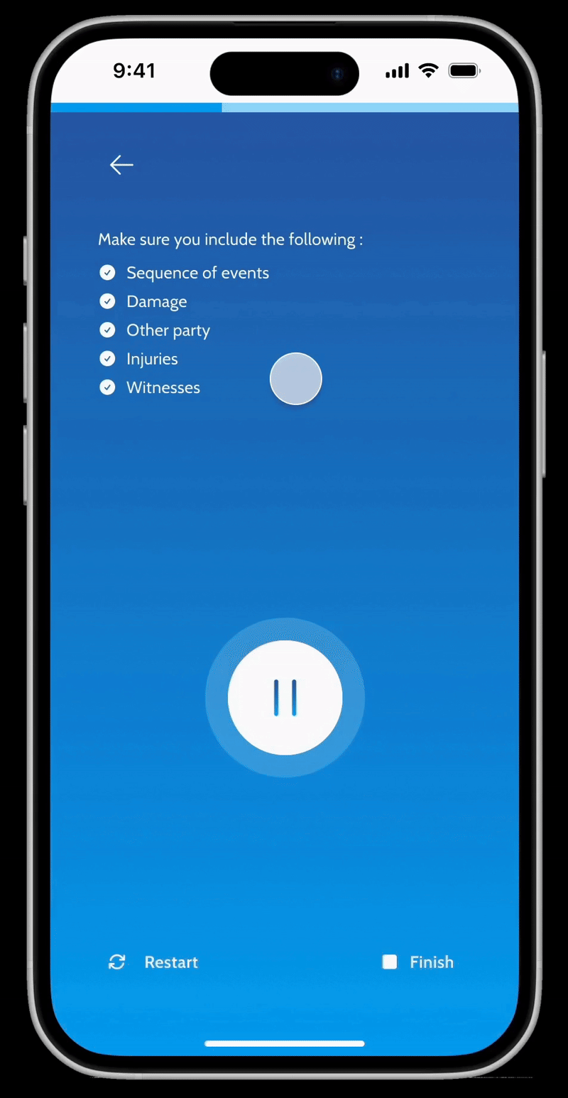 Automated checklist showing items being checked off as information is gathered